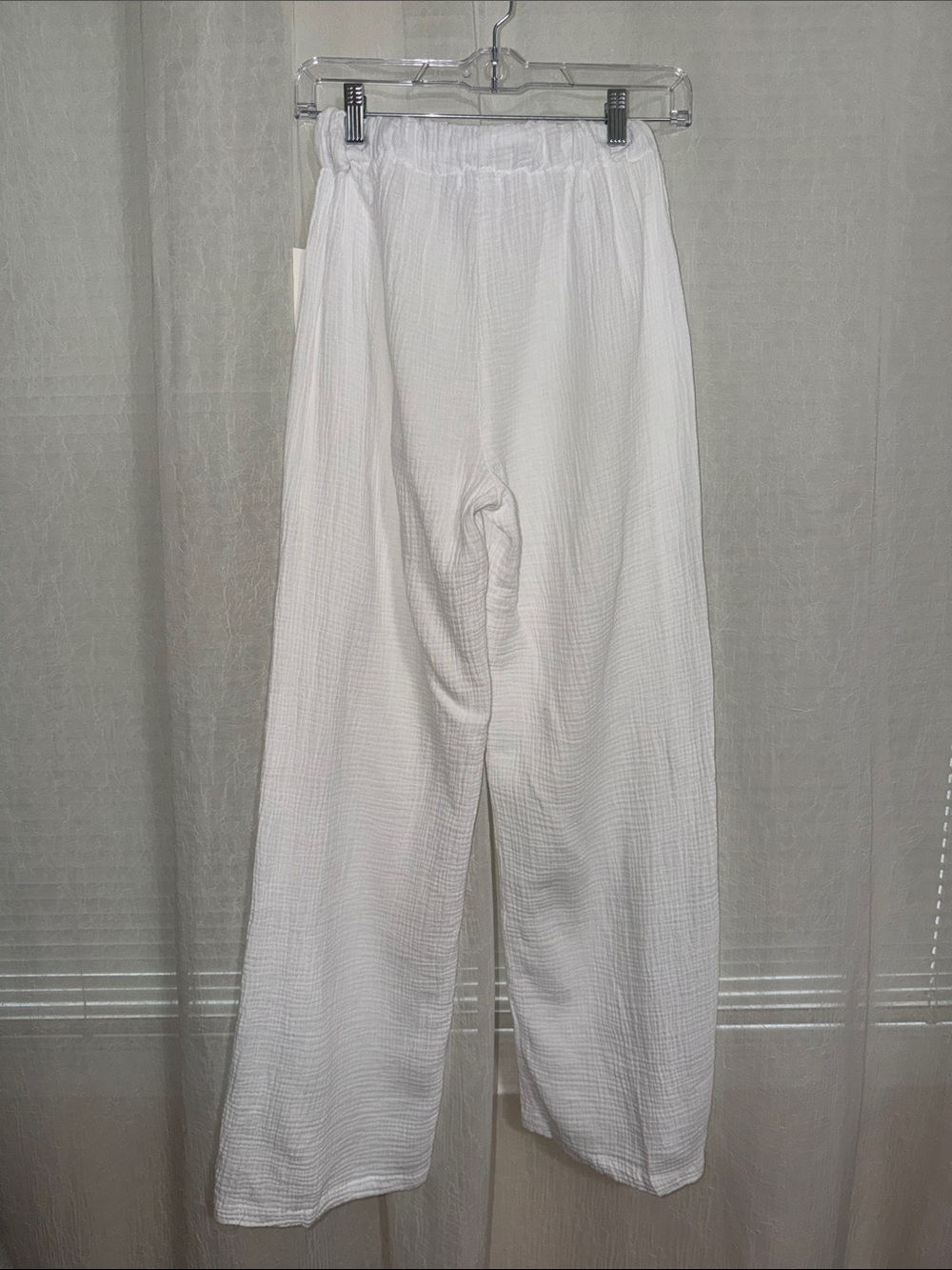 4OD White Cotton Gauze Beach Swim Cover Up Drawstring Pants - Picture 4 of 9